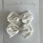 White Linen Bow Clip 2 pack