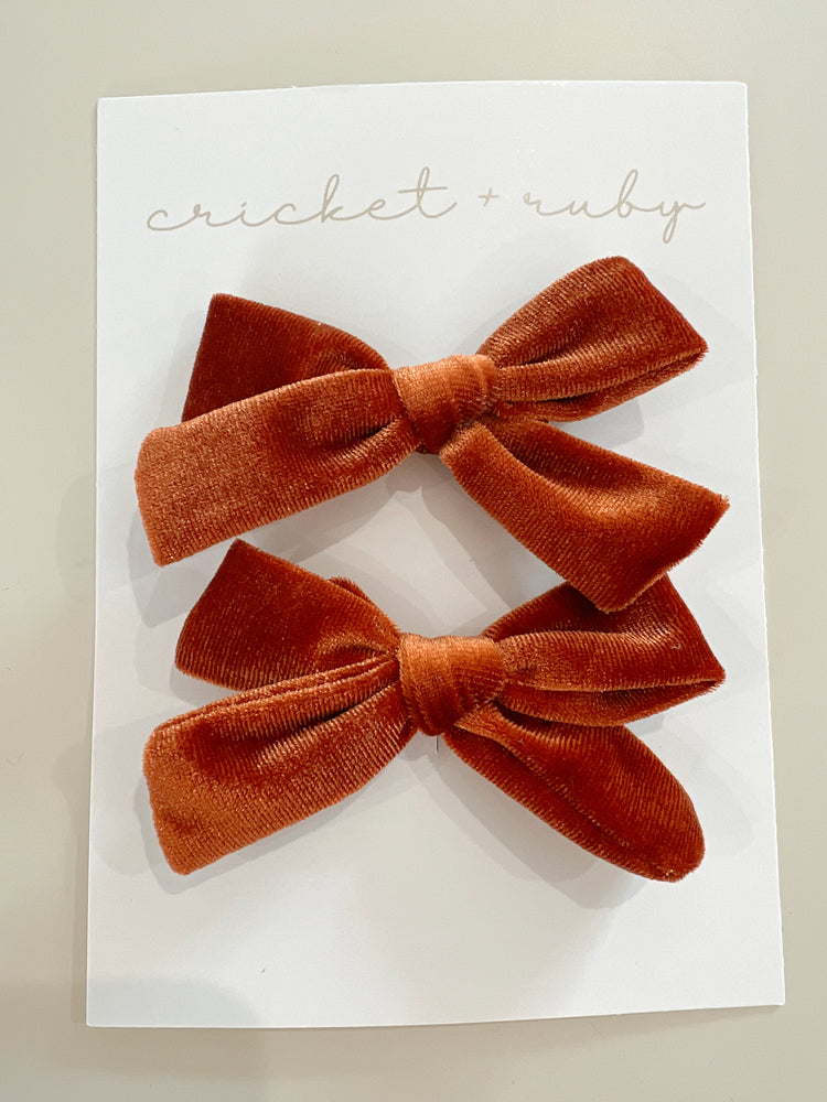 Cricket + Ruby | Velvet Pigtail Bow Clip | 2 pack