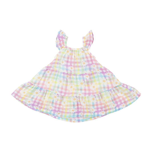 Angel Dear | Gingham Daisy Twirly Dress