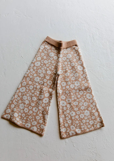 Raised By Water Floral Knit Pants Caramel
