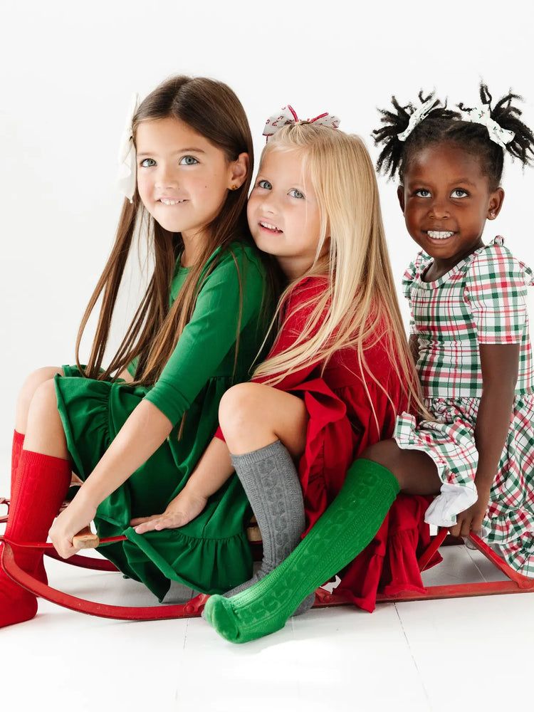Little Stocking Co | Christmas Cable Knit Knee High Sock 3-Pack