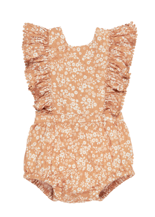 Huxbaby Floral Frill Playsuit Warm Glow