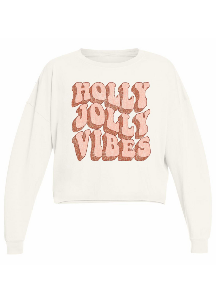 Tiny Whales Holly Jolly Vibes Oversized Long Sleeve Tee Natural