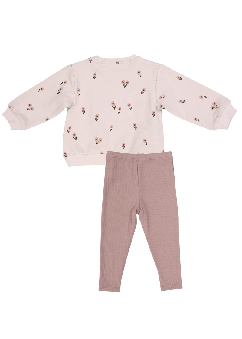 Angel Dear Puffy Oversized Sweatshirt + Legging Set Pretty Pink Floral