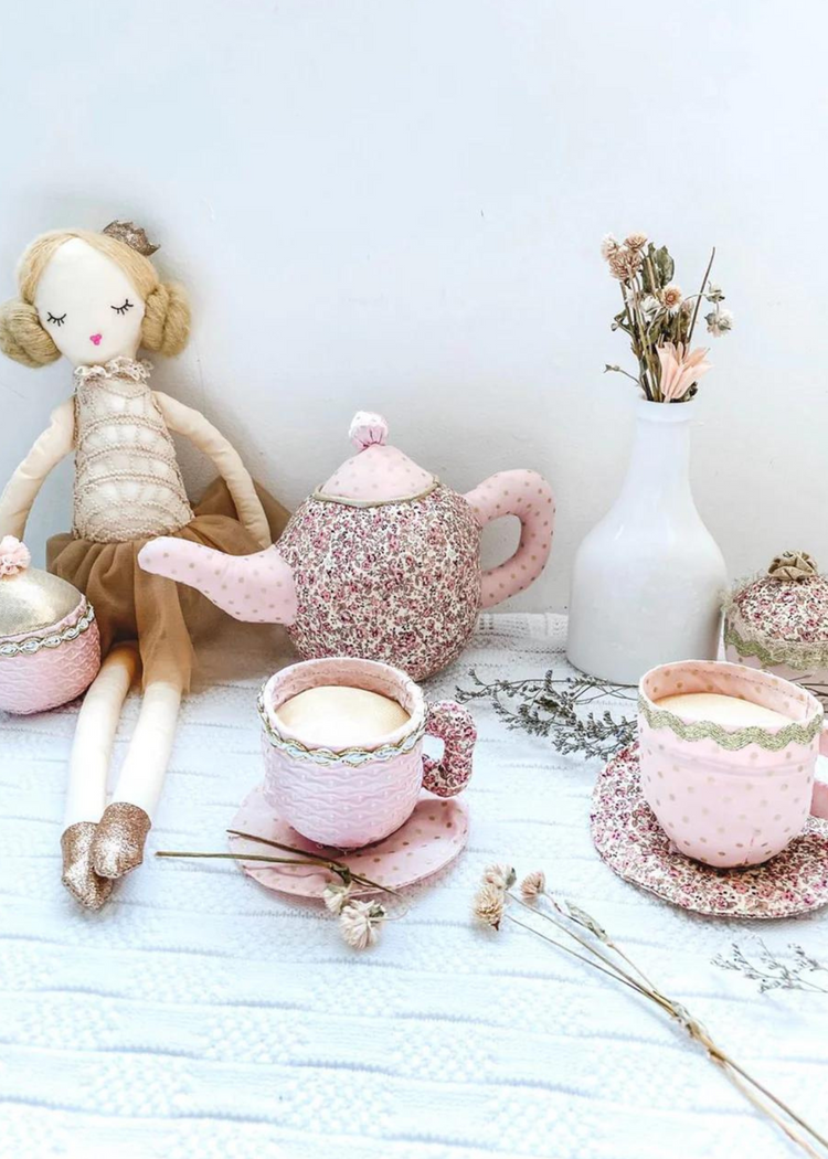 Mon Ami Floral Stuffed Toy Tea Set