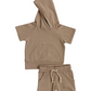 Mebie Baby | Sand Hooded Tee and Pocket Short Set
