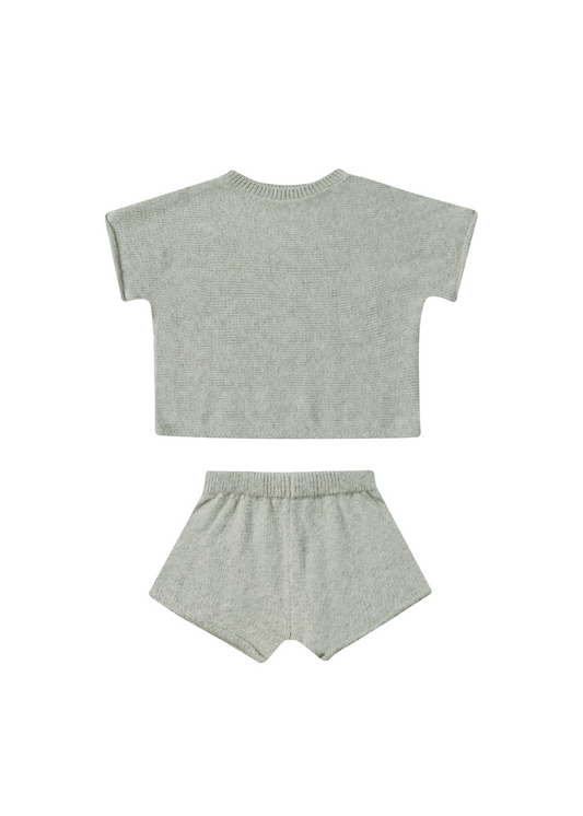 Quincy Mae | Relaxed Summer Knit Set | Heathered Sky