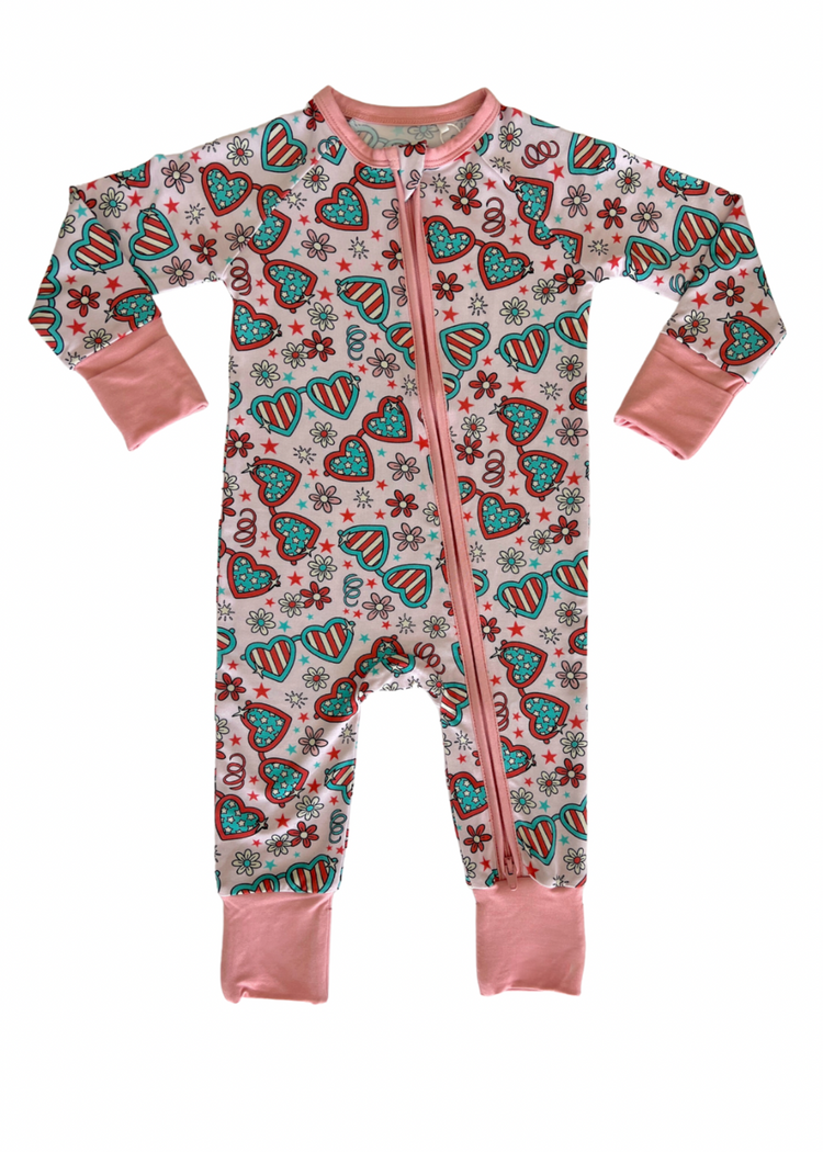Jammers | Pink Heart Sunglasses Romper