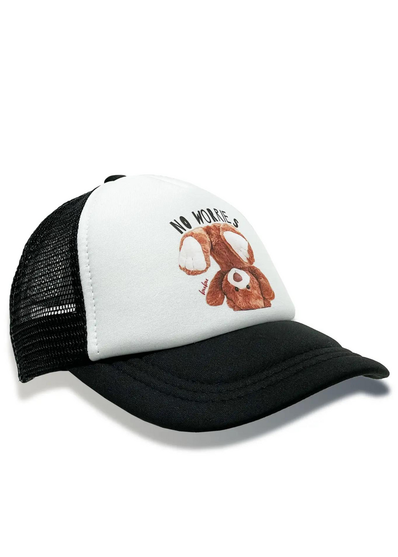 Bubu No Worries Teddy Bear Trucker Hat Black/White