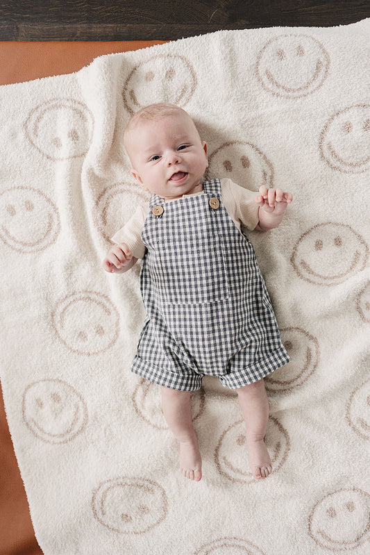 Mebie Baby | Gingham Short Linen Overalls