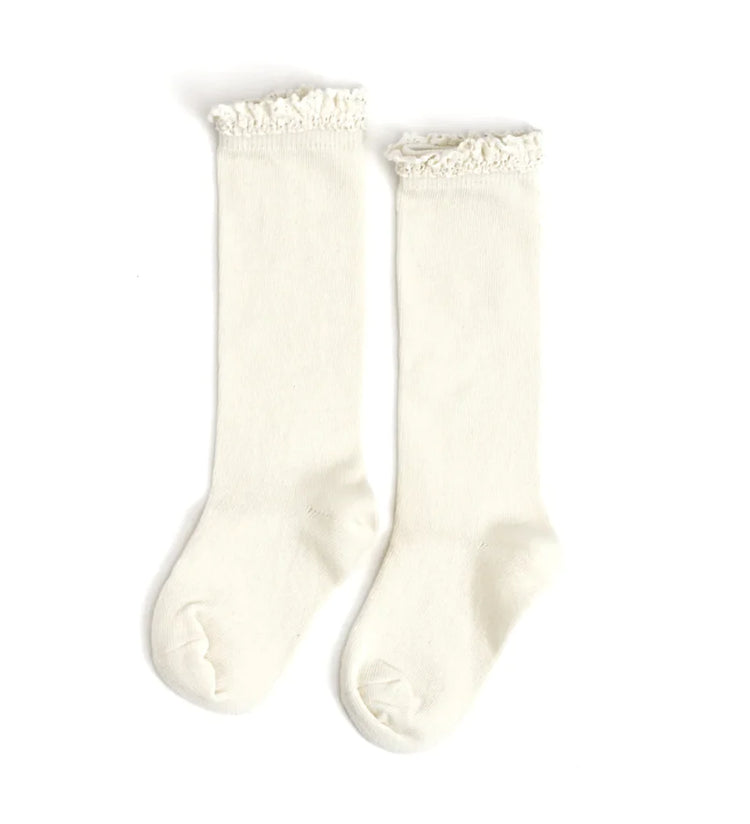 Little Stocking Co | Ivory Lace Top Knee High Socks