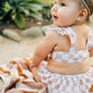 Mebie Baby Taupe Checkered Ruffle Bikini Set