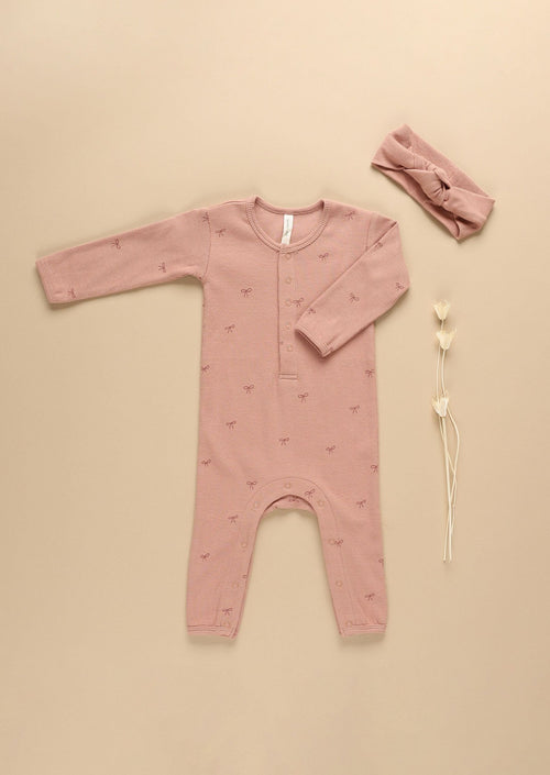 Quincy Mae Ribbed Longsleeve Jumpsuit Bows