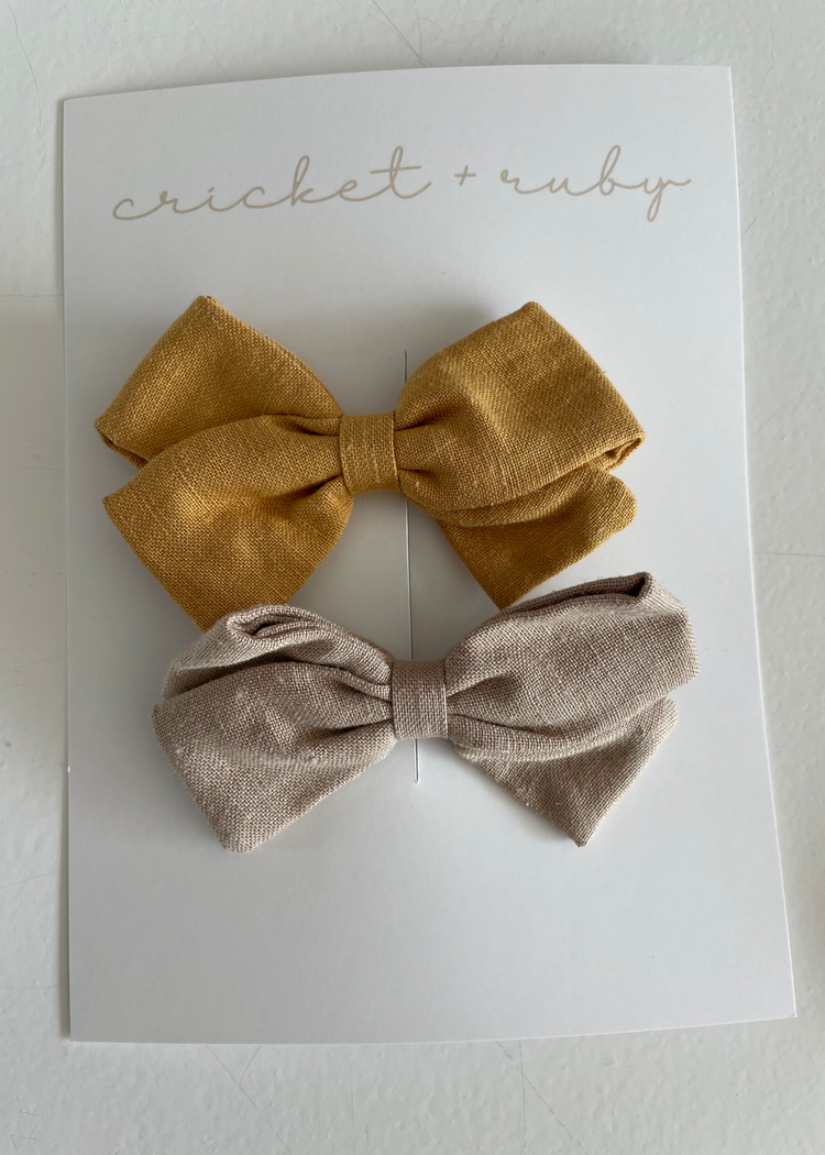 Cricket + Ruby | Linen Bow Clip | 2 pack