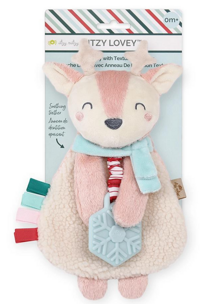 Itzy Ritzy Itzy Lovey Plush and Teether Toy Pink Reindeer