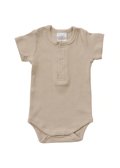 Mebie Baby  Organic Cotton Ribbed Snap Bodysuit Oatmeal